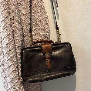 Elegant Brown Leather Doctor Satchel Style Handbag